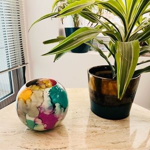 Colorful  Art Glass Globe Ball Vase